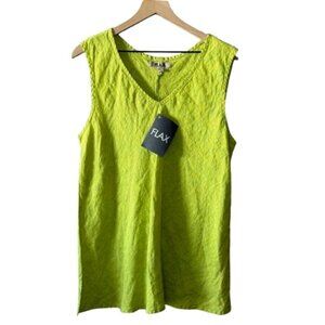 Women's L NWT Flax Bold Biase Lemongrass Stria LinenTank